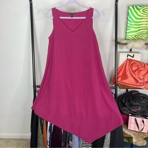 Eileen Fisher Magenta Asymmetrical Handlerchief Hem Dress